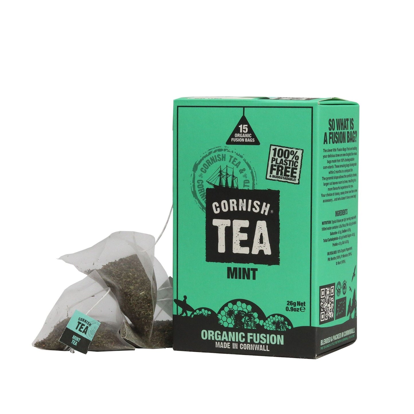 Boîte de thé Fusion Menthe en feuilles – 90g (6x15g) – Cornish Tea & Coffee - détail du produit