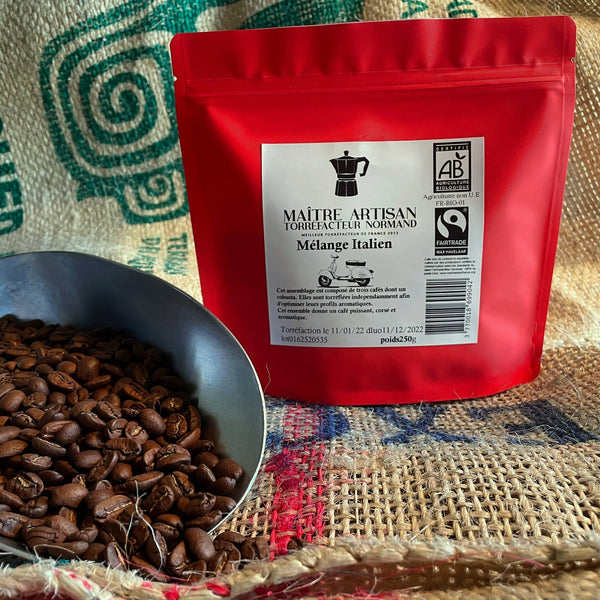 Brûlerie de Bernay Café Mélange Italien BIO et Équitable 250g - café en grain et moulu