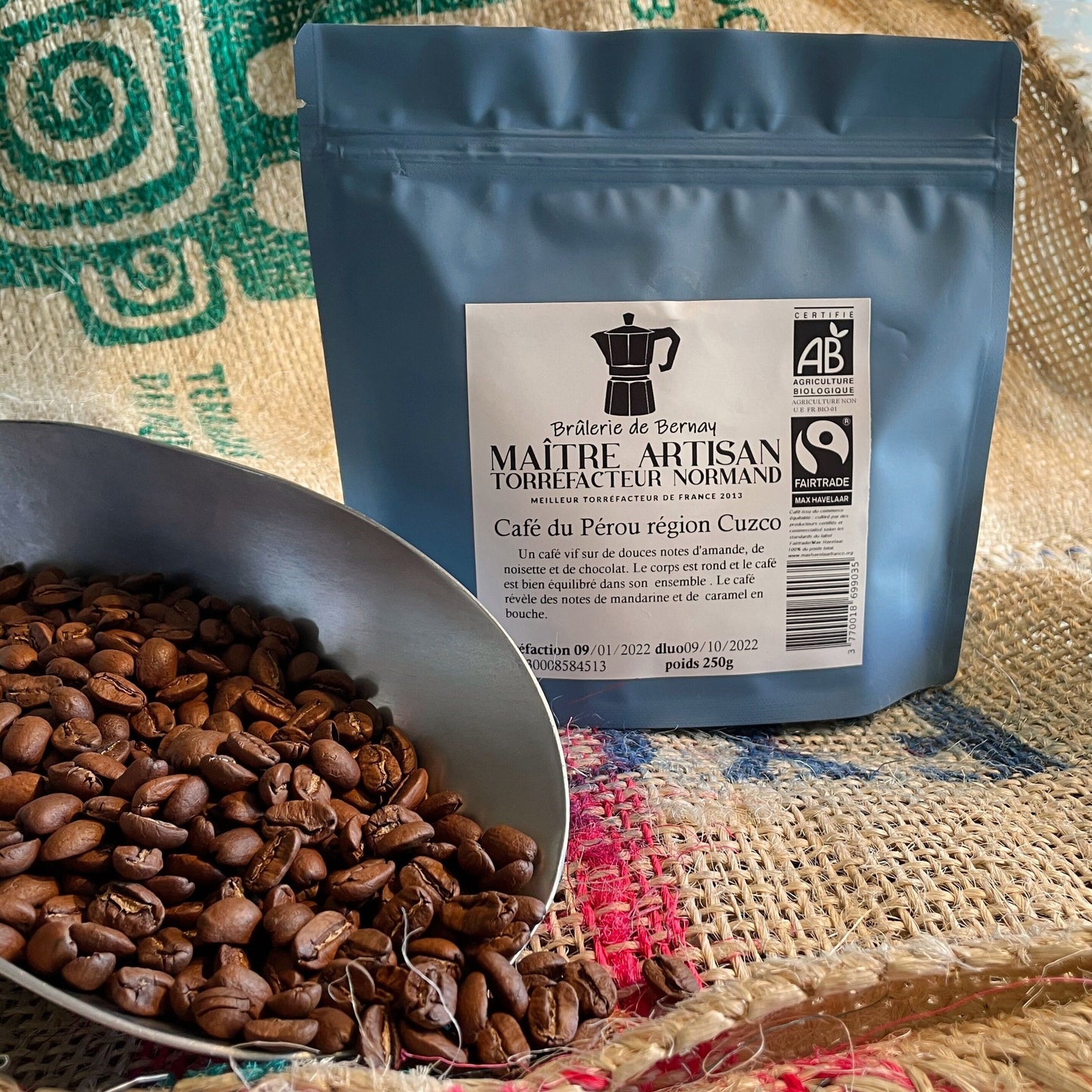 Brûlerie de Bernay – Café Pérou BIO et Équitable – 250g – Café en grain