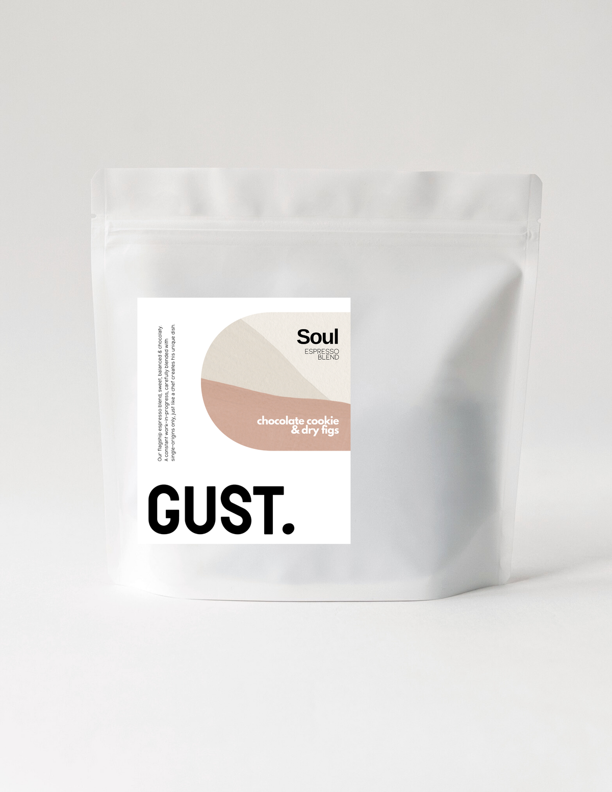 Paquet Gust Coffee Roaster Soul Espresso Blend en grains.