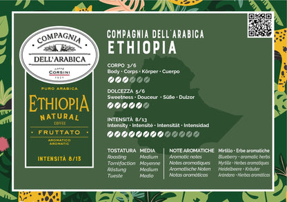 Corsini Ethiopia Natural 100% Arabica 250g - café en grain, paquet de dos