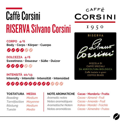 Corsini Riserva Silvano Corsini Bio 250g - café en grain, paquet de dos