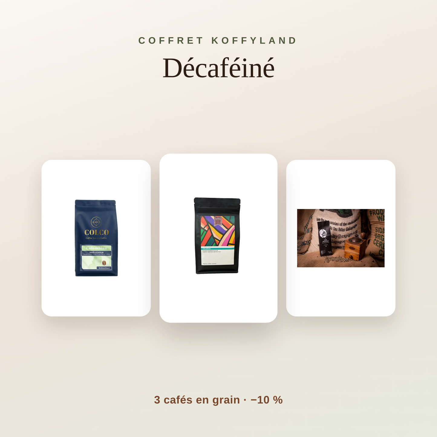 Coffret Décaféiné — 3 cafés en grain Koffyland