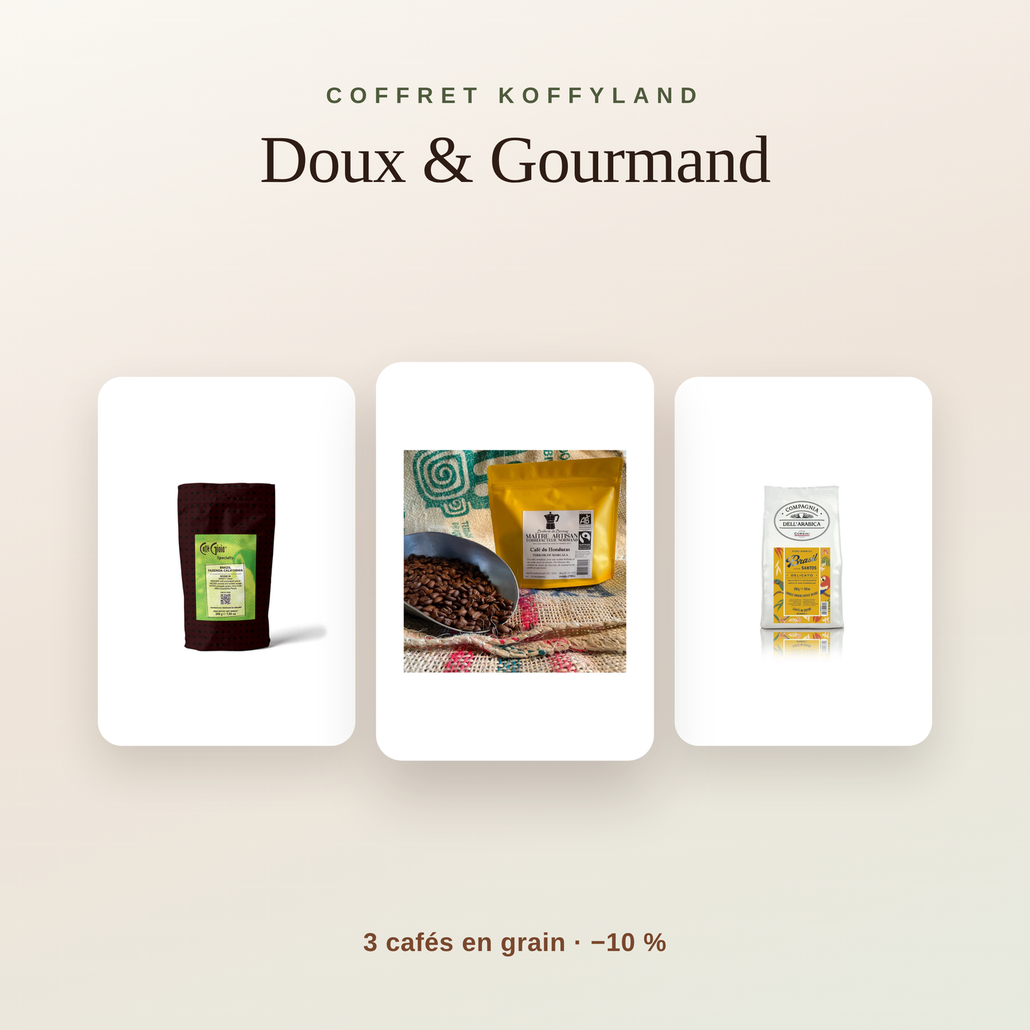 Coffret Doux & Gourmand — 3 cafés en grain Koffyland