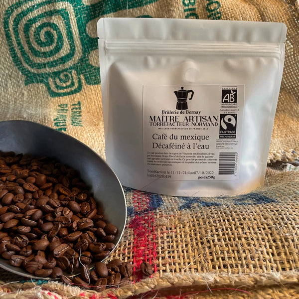Brûlerie de Bernay Décaféiné sans solvant BIO Mexique 250g - café décaféiné en grain et moulu